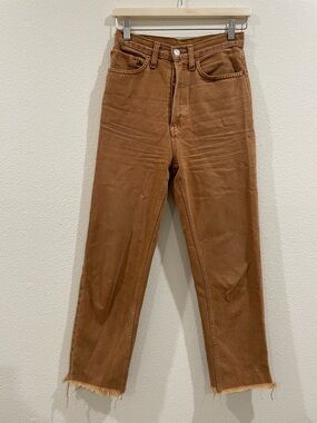Re/Done High Waisted Straight-Leg Brown Tan Jeans Size 27